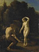 Adriaen van der werff A nymph dancing before a shepherd playing a flute. oil painting on canvas